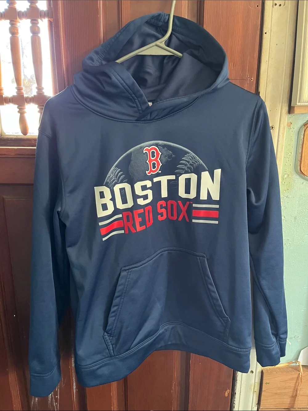 Genuine Merchandise Navy Pullover Hoodie with Red Boston 'B' Logo